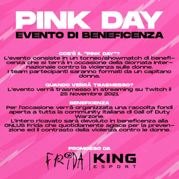 Pink Day: evento streaming raccolta fondi organizzato da  Kingesport